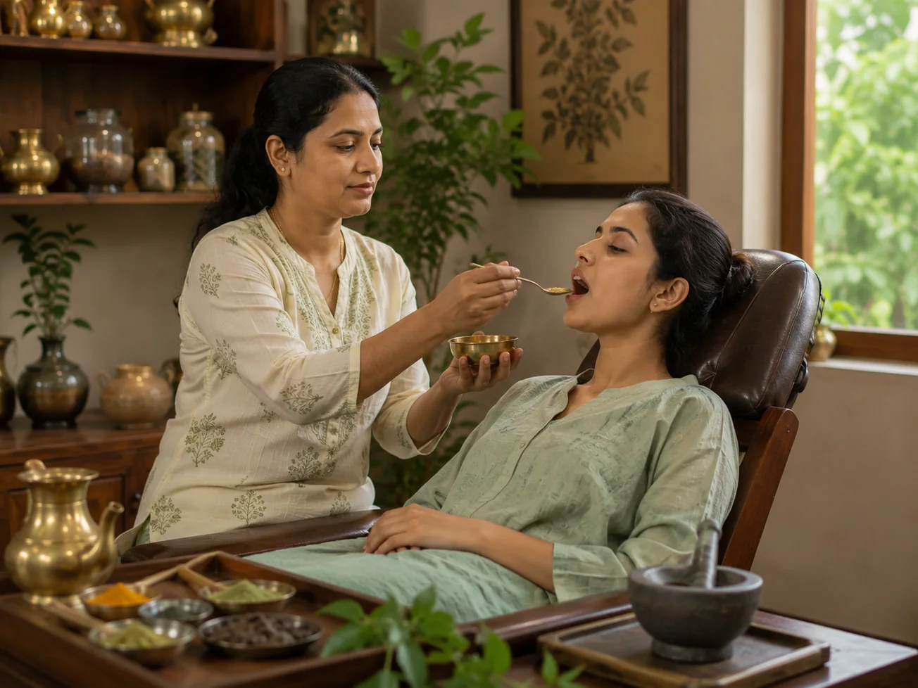 Virechana therapy administered under professional supervision